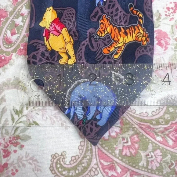 Disney Winnie the Pooh Disney Silk Tie Wide Tie Navy Blue Father's Day Birthday - Picture 7 of 8